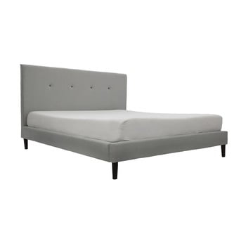 Pat vivonia kent 180 x 200 cm, gri, nasturi gri închis, picioare culoare negru