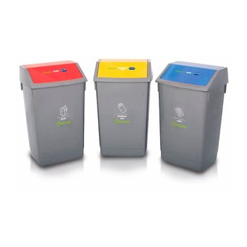 Set 3 coșuri pentru sortarea deșeurilor addis recycle, 60 l