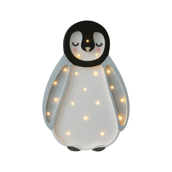 Šedá stolní lampa z borovicového dřeva Little Lights Baby Penguin, výška 26,5 cm