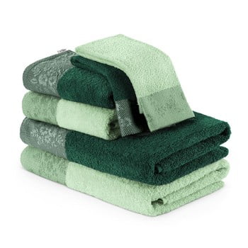 Set 6 prosoape pentru mâini și duș ameliahome, verde