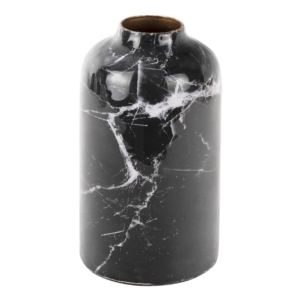 Černo-bílá železná váza PT LIVING Marble, výška 15 cm