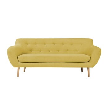 Canapea cu 2 locuri și picioare de culoare deschisă Mazzini Sofas Sicile, galben