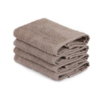 Set 4 prosoape din bumbac pentru mâini alinda, 30 x 30 cm, maro