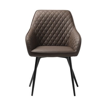 Scaun tapițat cu piele sintetică unique furniture milton, maro