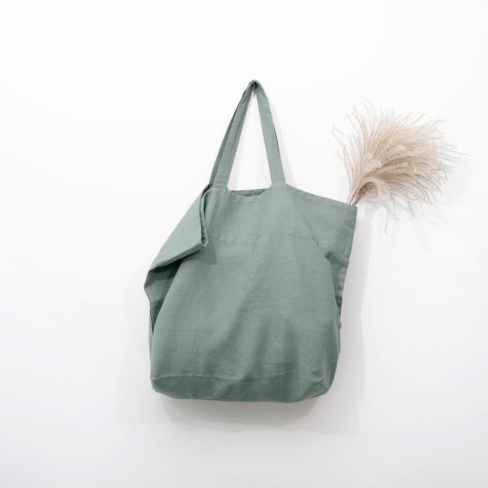 Zelená lněná nákupní taška Linen Tales