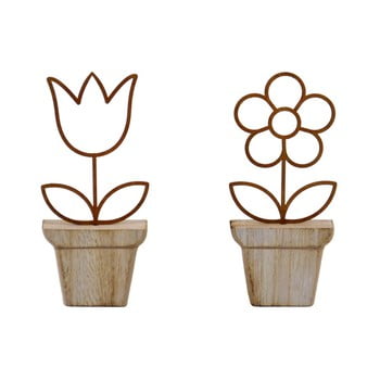 Set 2 decorațiuni din lemn ego dekor, 6,5 x 15 cm, motiv floral