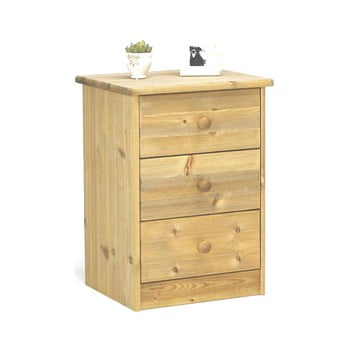 Comodă cu 3 sertare în decor natural lăcuit steens mario, înălțime 57,1 cm