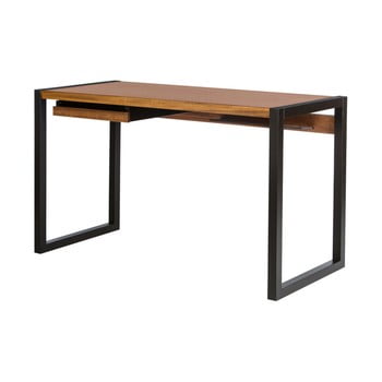 Birou cu aspect de lemn de nuc WE47 Renfrew, 126 x 55 cm, natural-negru