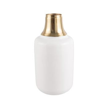 Vază cu detalii aurii pt living shine, înălțime 28 cm, alb