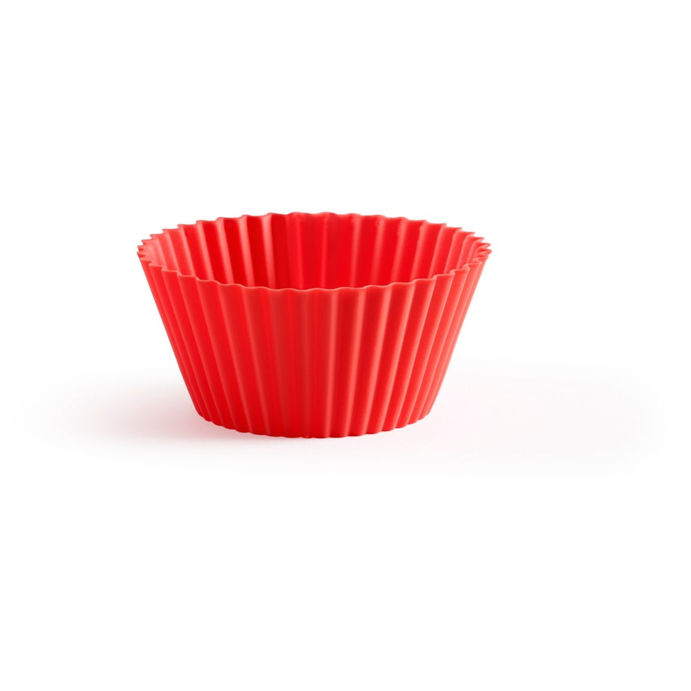 Sada 6 červených silikonových košíčků na muffiny Lékué Single, ⌀ 7 cm