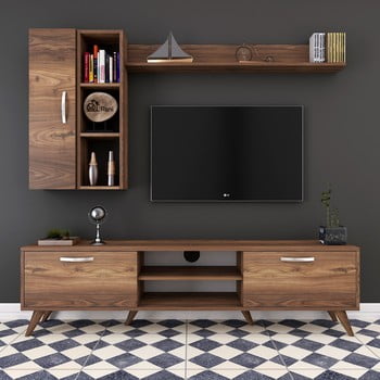 Set comodă tv și rafturi și dulap de perete wren, natural