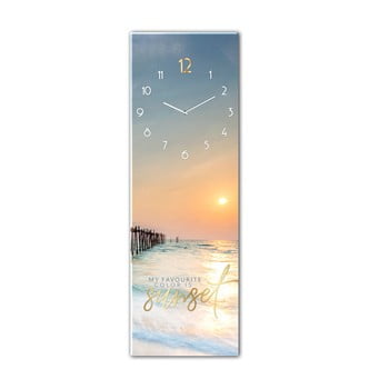Ceas de perete din sticlă styler sunset, 20 x 60 cm