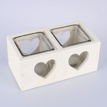 Suport lemn pentru 2 lumânări Dakls Heart imagine