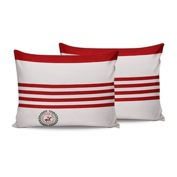 Set 2 fețe de pernă din bumbac beverly hills polo club rojo, 50 x 70 cm, alb-roșu