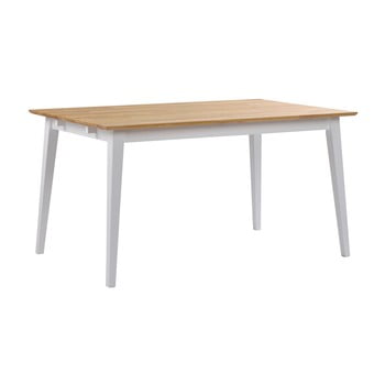Masă din lemn de stejar cu picioare albe rowico mimi, lungime 140 cm