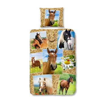 Lenjerie de pat din bumbac pentru copii müller textiels horses, 140 x 200 cm