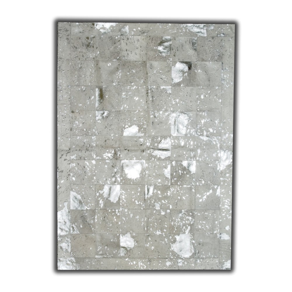 Kožený koberec s detaily ve stříbrné barvě Pipsa Dicecio, 180 x 120 cm