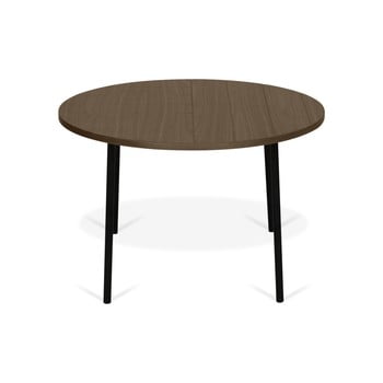 Masă de cafea în decor de lemn de nuc cu picioare negre temahome ply, lățime 70 cm
