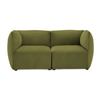 Canapea modulară cu 2 locuri vivonita velvet cube, verde măsliniu