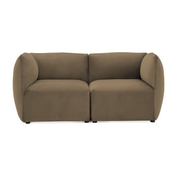 Canapea modulară cu 2 locuri vivonita velvet cube, maro - gri