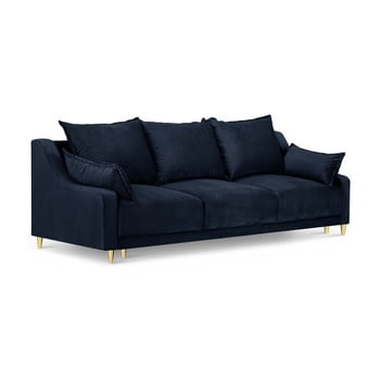 Canapea extensibilă cu 3 locuri și spațiu de depozitare mazzini sofas pansy, albastru închis