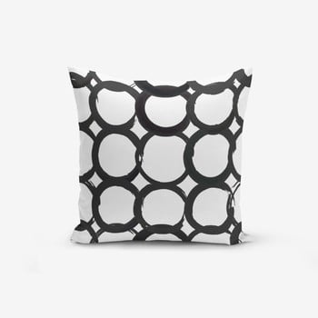 Față de pernă cu amestec din bumbac minimalist cushion covers ring modern bw, 45 x 45 cm