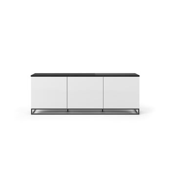 Masă tv cu blat negru în decor de marmură temahome join, 180 x 65 cm, alb - negru