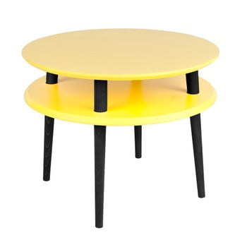 Masă de cafea cu picioare negre ragaba ufo, Ø 57 cm, galben 