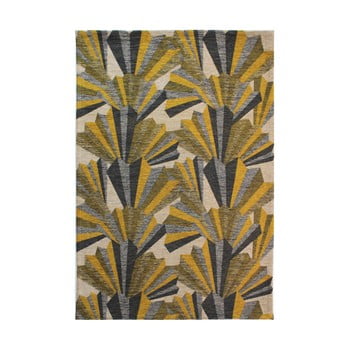 Covor țesut manual Flair Rugs Fanfare, 160 x 230 cm, galben - gri