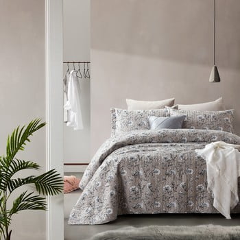 Cuvertură din micropercal cu 2 fețe de pernă sleeptime classic flower, 180 x 250 cm, maro