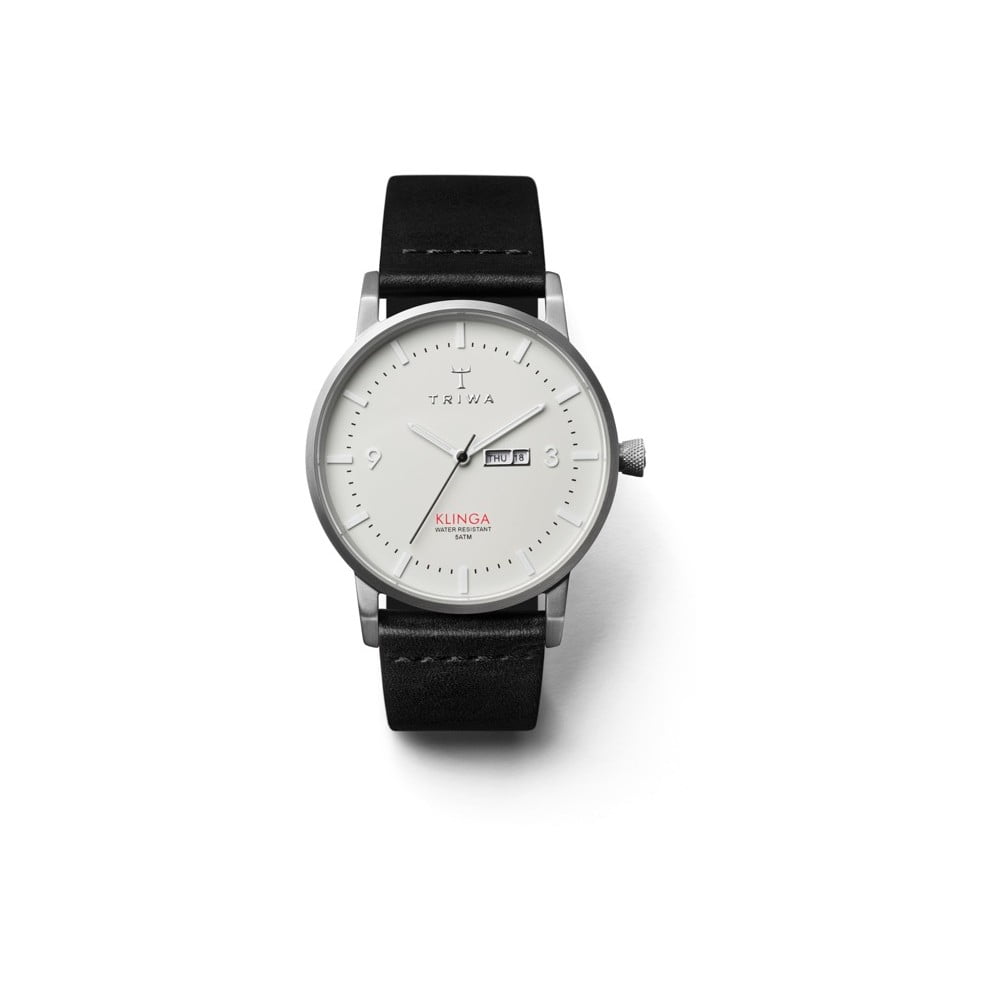 Unisex hodinky s černým koženým řemínkem Triwa Dawn Klinga