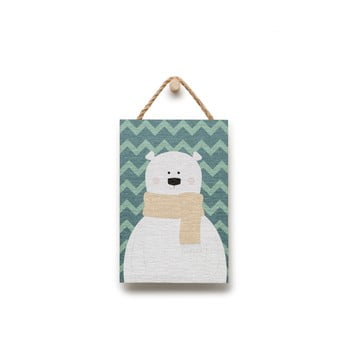 Tablou din lemn KICOTI Polar Bear, 20 x 30 cm, multicolor