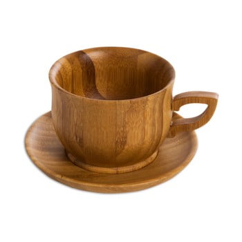 Ceașcă și farfurie din lemn de bambus bambum cortado, 120 ml