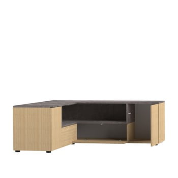 Masă tv în decor de lemn și beton temahome angle