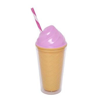 Pahar cu pereți dubli sunnylife ice cream, 470 ml, roz