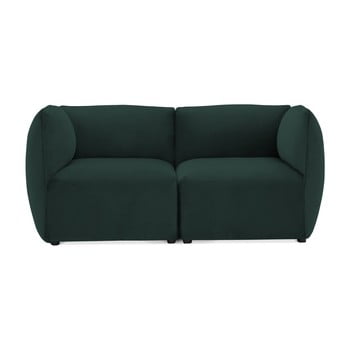 Canapea modulară cu 2 locuri vivonita velvet cube, verde închis
