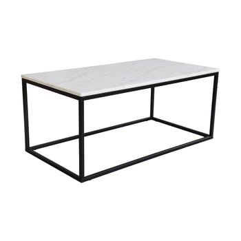 Masă de cafea cu structură neagră rge white marble, alb
