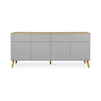 Dulap cu detalii în decor de stejar cu 4 uși și 4 sertare tenzo dot, gri