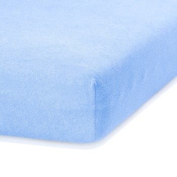 Cearceaf elastic ameliahome ruby, 200 x 120-140 cm, albastru deschis