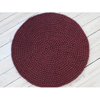 Covor cu bile din lână wooldot ball rugs, ⌀ 140 cm, vișiniu închis