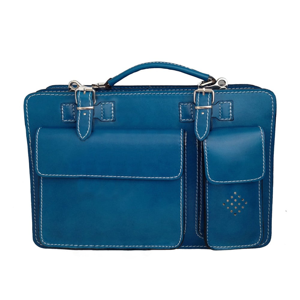 Kožená kabelka/kufřík Dolcetto, modrá