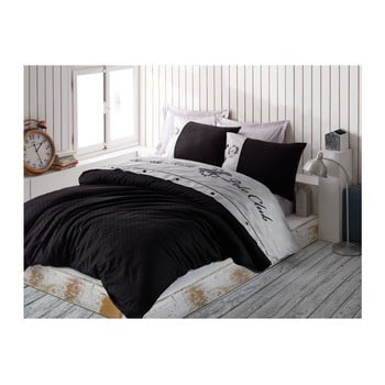 Lenjerie din bumbac satinat pentru pat dublu black, 200 x 220 cm
