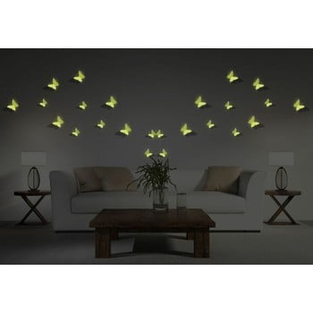 Set 12 autocolante fosforescente 3D Ambiance Butterflies