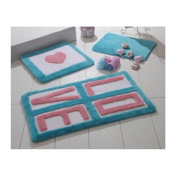 Set 3 covoare de baie alessia love turquoise