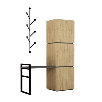 Set pantofar în decor de stejar și cuier de perete mello oak