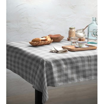 Față de masă linen couture grey vichy, 140 x 200 cm