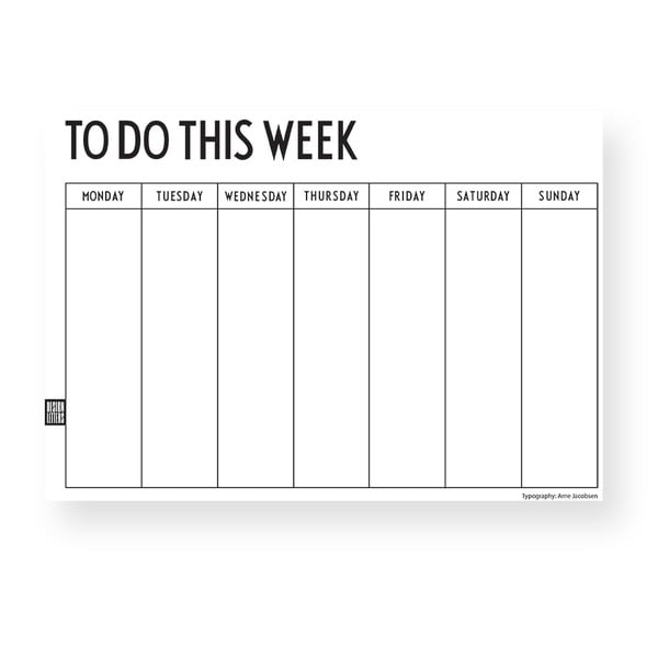 Bílý týdenní plánovač Design Letters Weekly