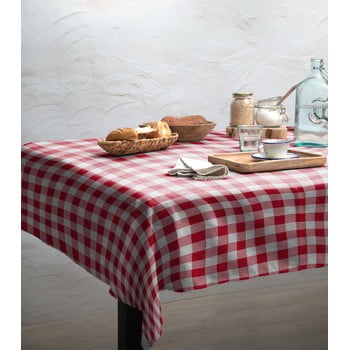 Față de masă linen couture red vichy, 140 x 200 cm