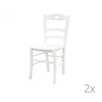 Set 2 scaune din lemn masiv Evegreen House Wooden, alb