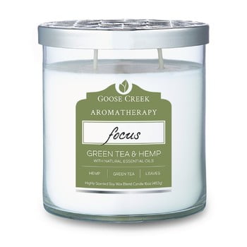 Lumânare parfumată în recipient de sticlă Goose Creek Hemp & Green Tea, 60 ore de ardere